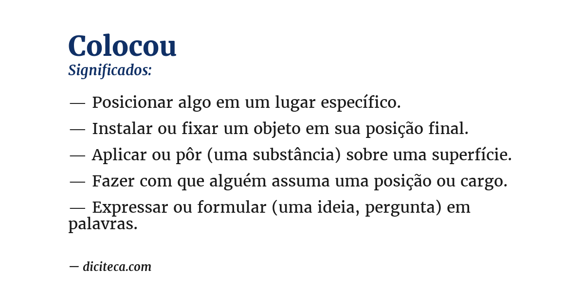 Significado de colocou