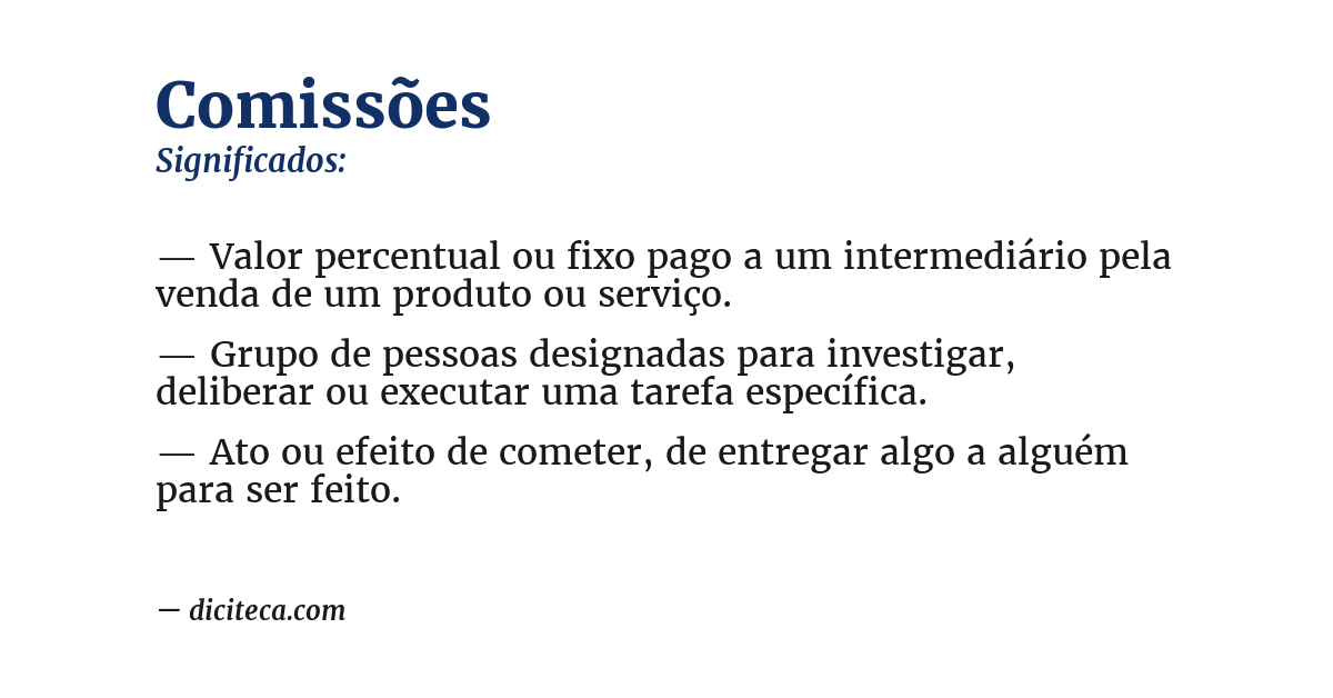 Significado de comissões