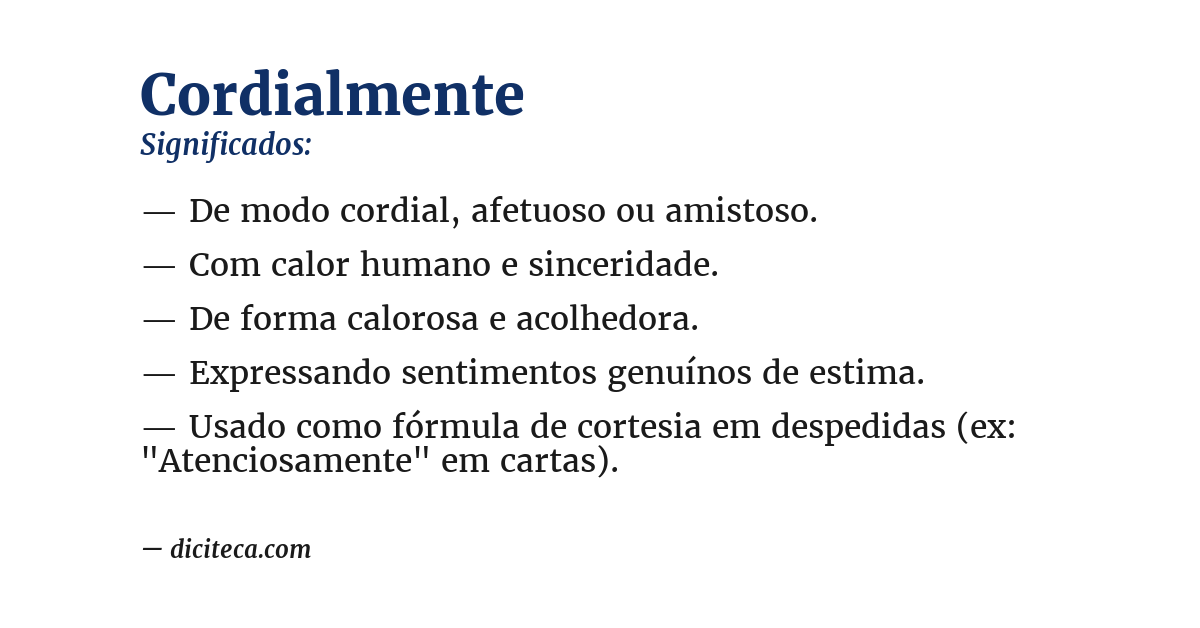 Significado de cordialmente