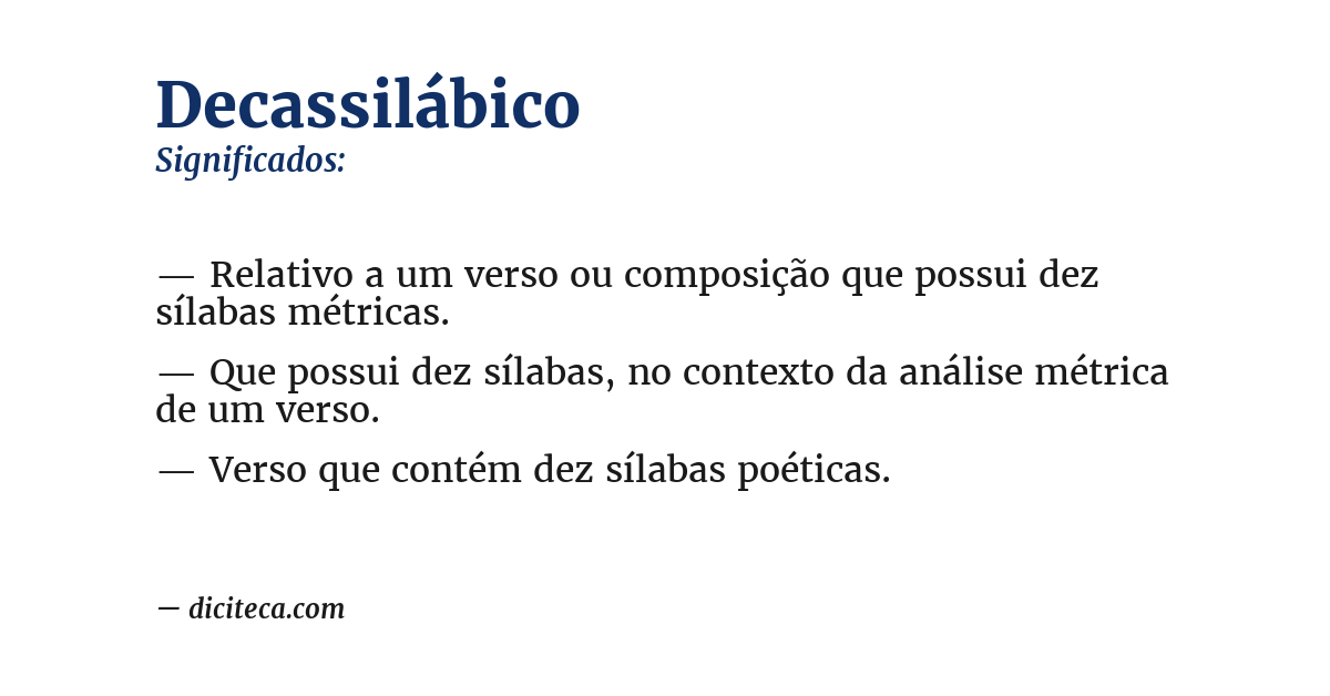 Significado de decassilábico