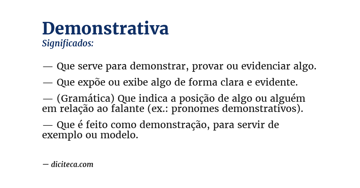 Significado de demonstrativa