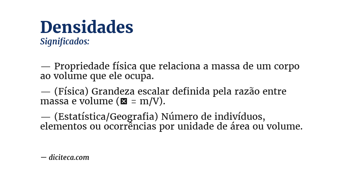 Significado de densidades