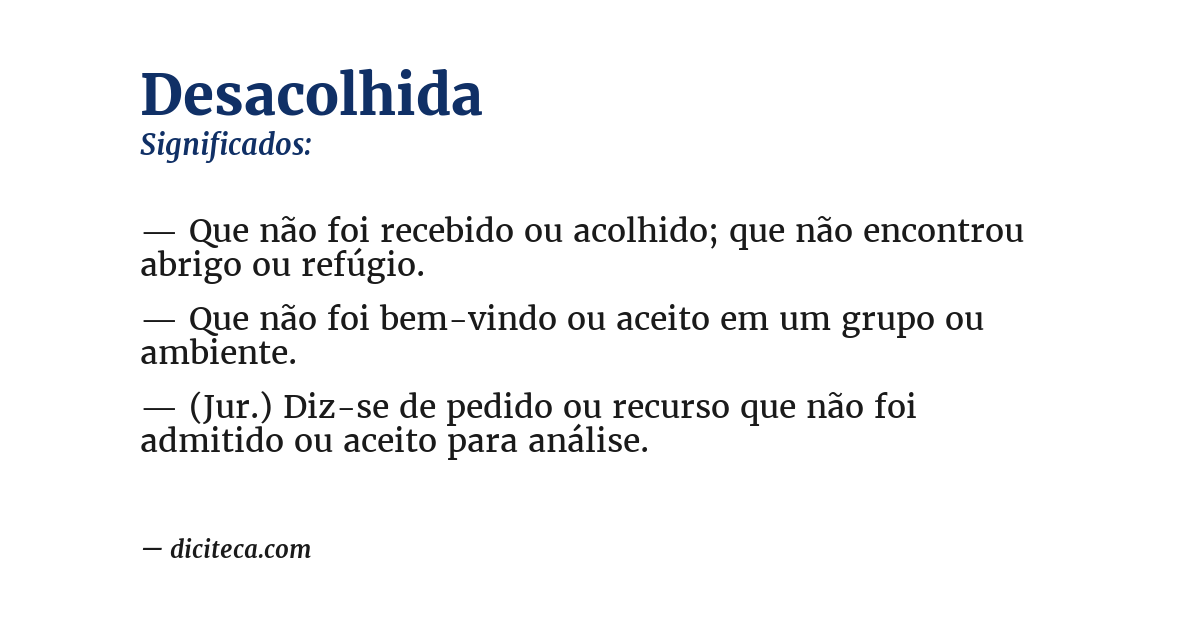 Significado de desacolhida