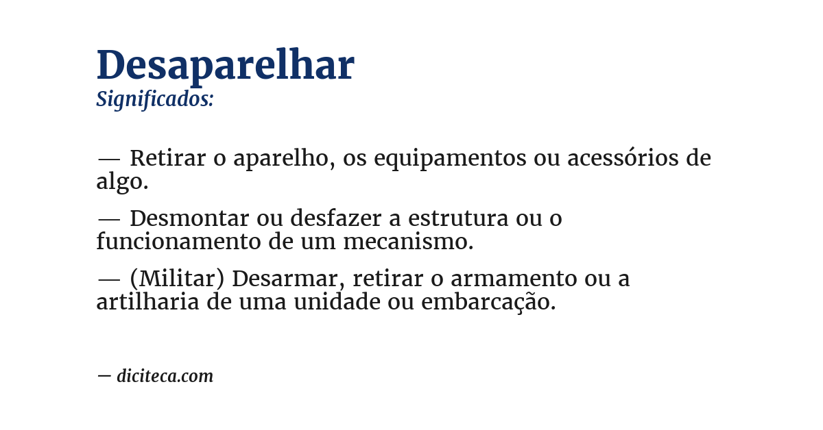 Significado de desaparelhar