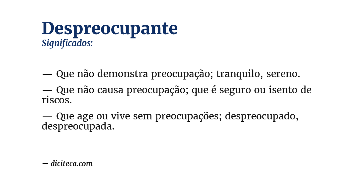 Significado de despreocupante