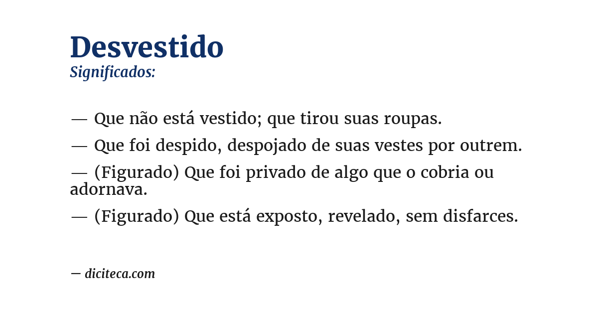 Significado de desvestido