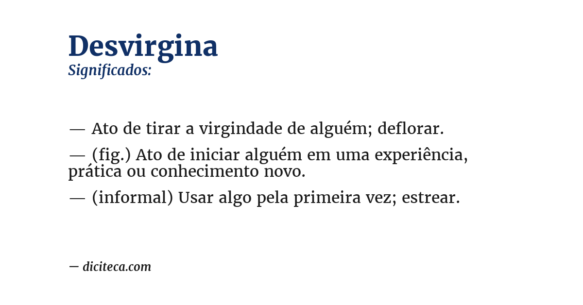 Significado de desvirgina