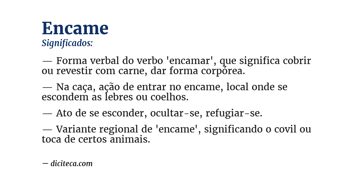 Significado de encame