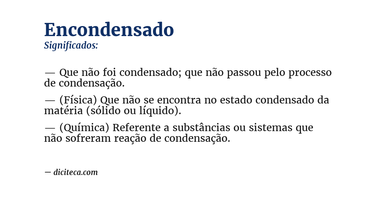 Significado de encondensado