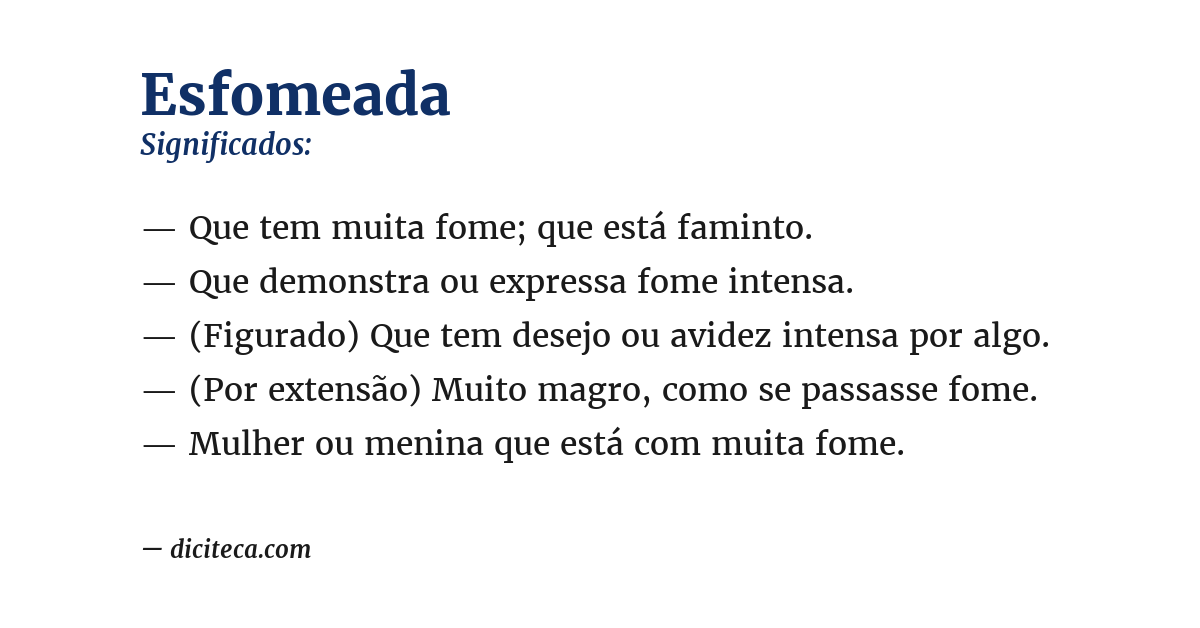 Significado de esfomeada
