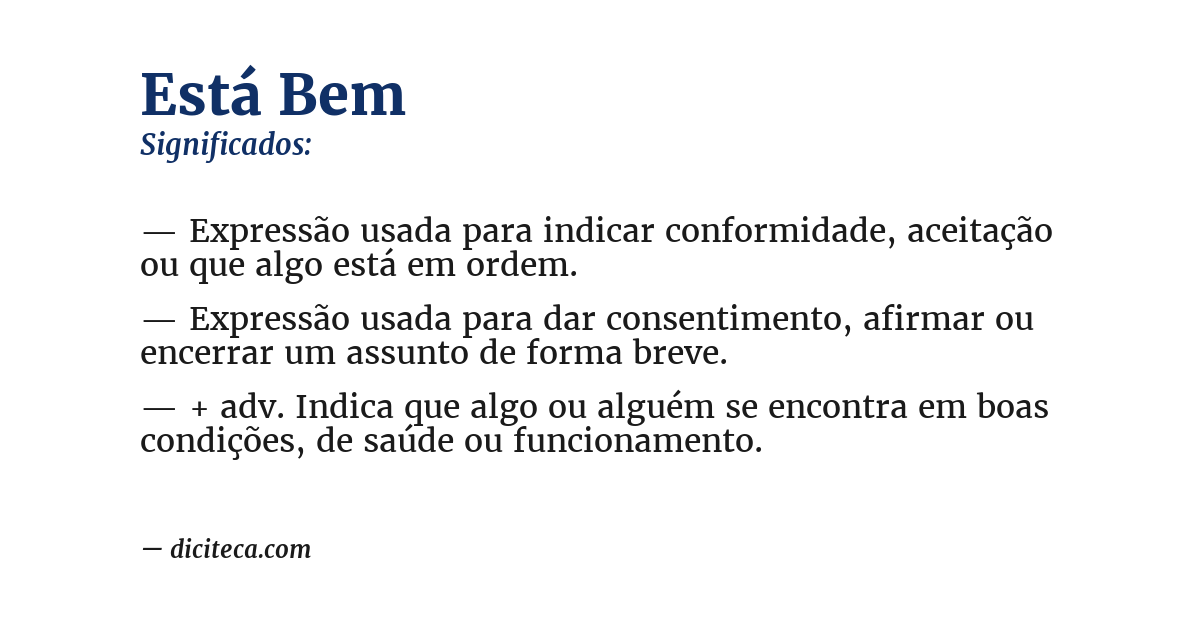 Significado de está bem