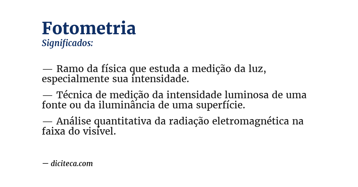 Significado de fotometria