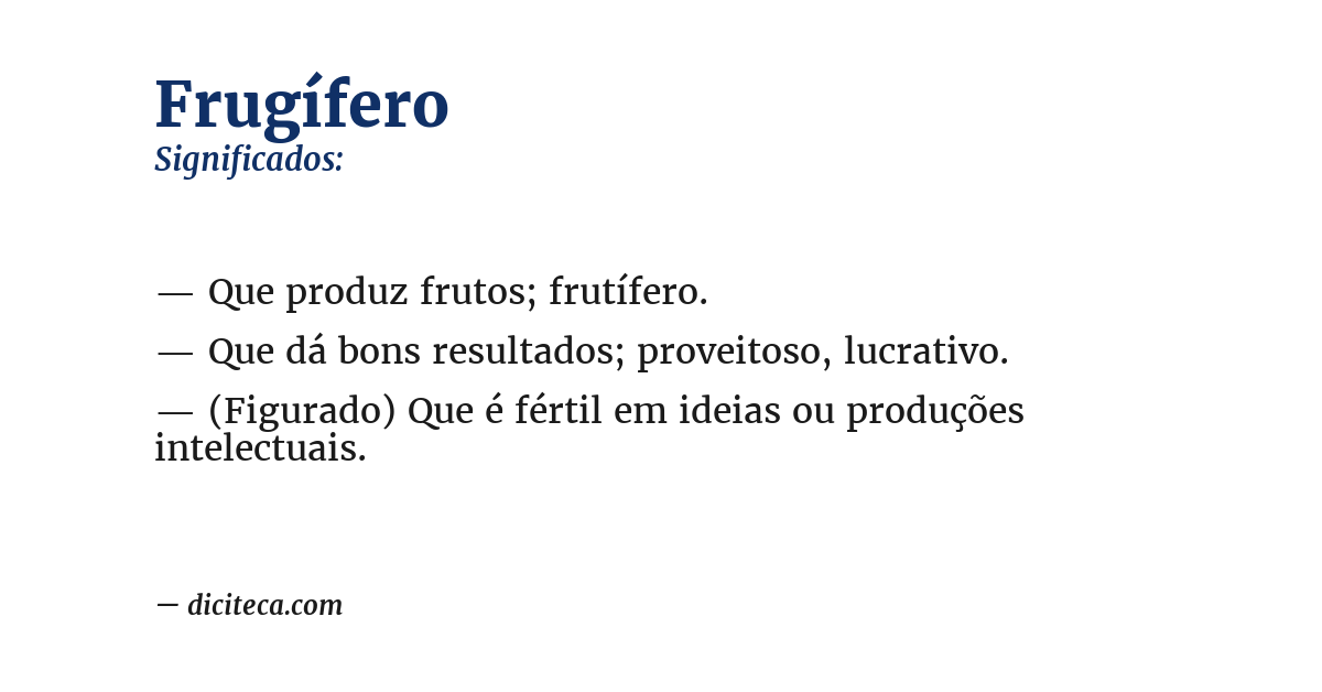 Significado de frugífero