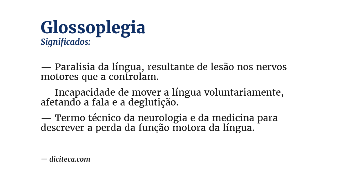 Significado de glossoplegia