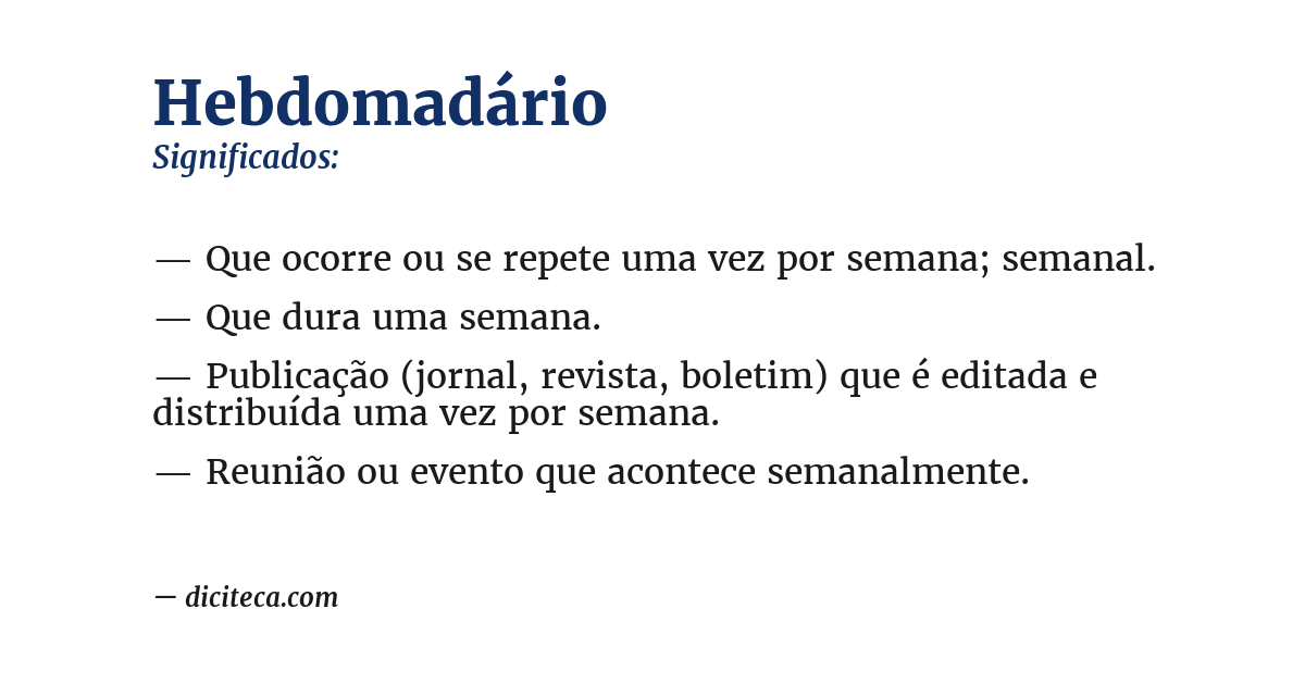 Significado de hebdomadário