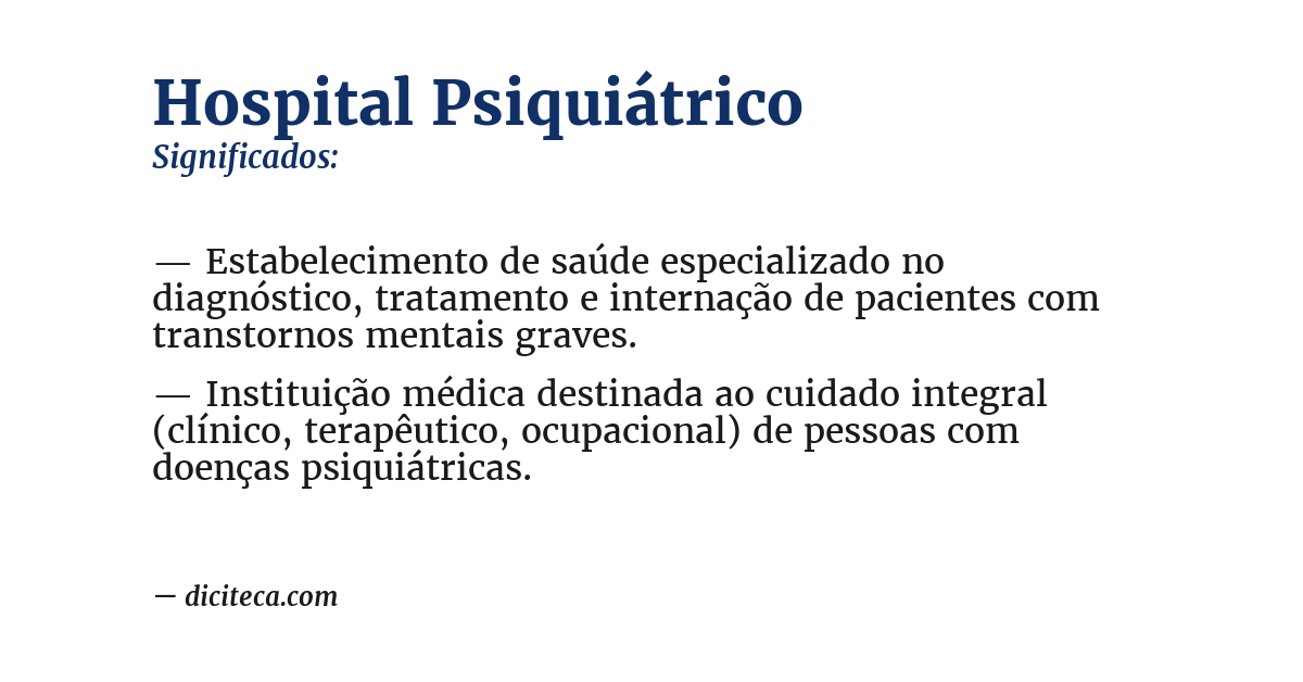 Significado de hospital psiquiátrico