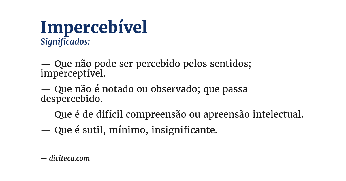 Significado de impercebível