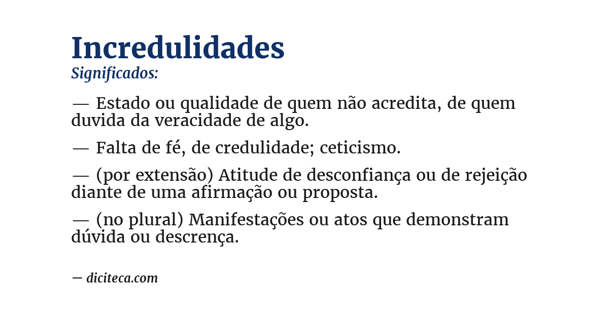 Significado de incredulidades