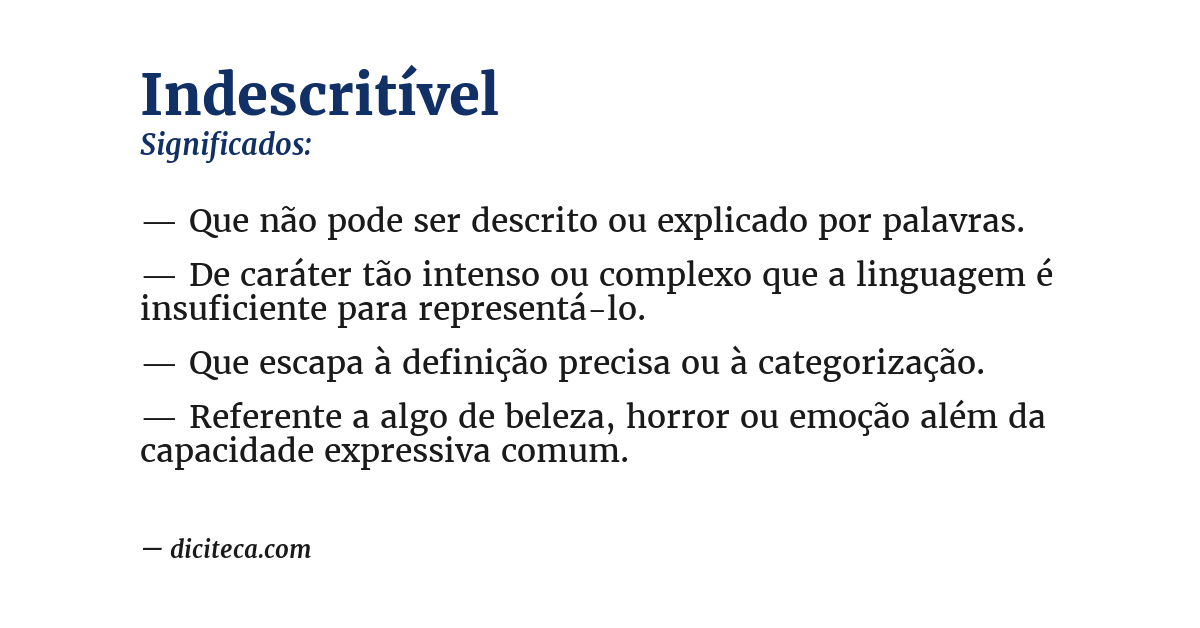 Significado de indescritível