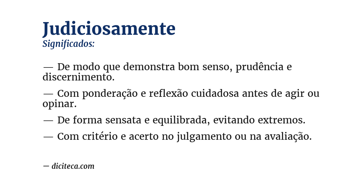 Significado de judiciosamente