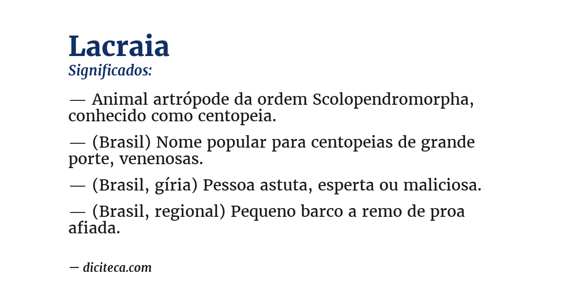 Significado de lacraia