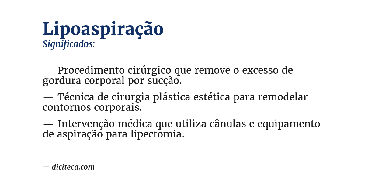 Significado de lipoaspiração