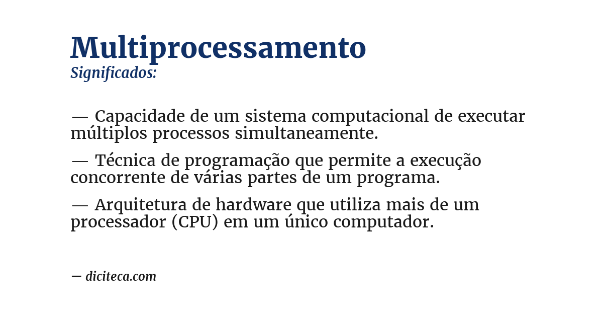 Significado de multiprocessamento