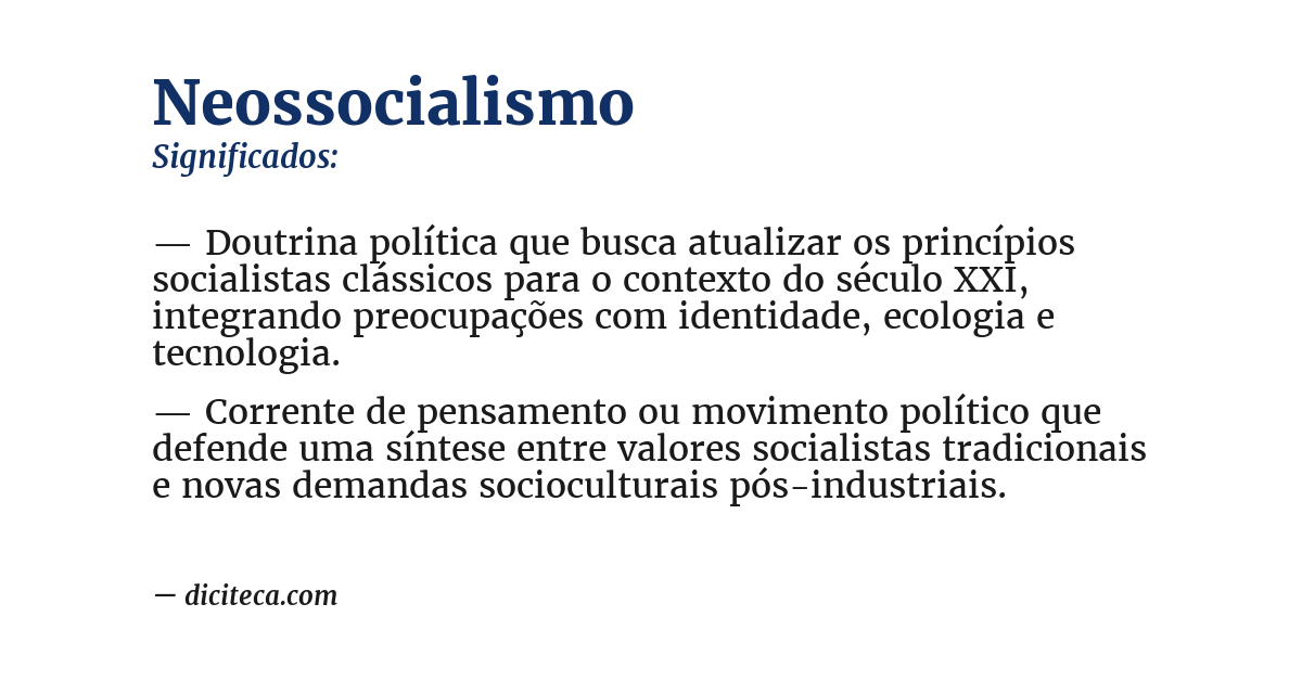 Significado de neossocialismo