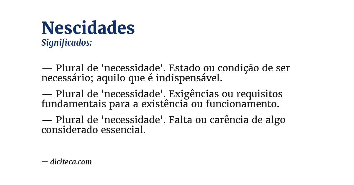 Significado de nescidades