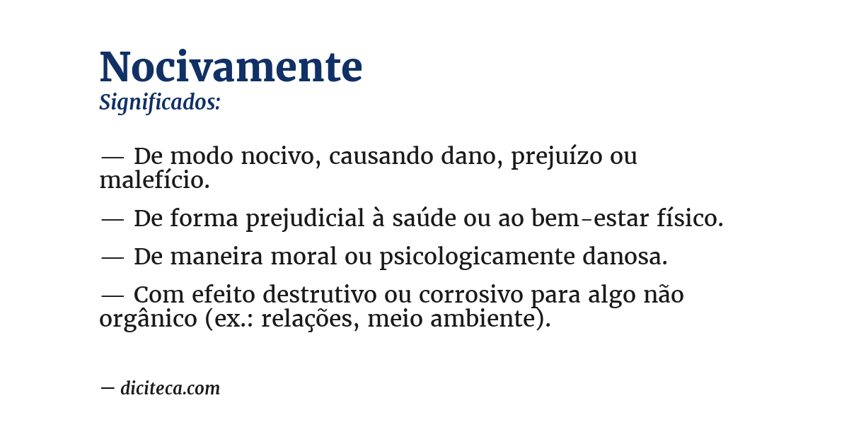 Significado de nocivamente