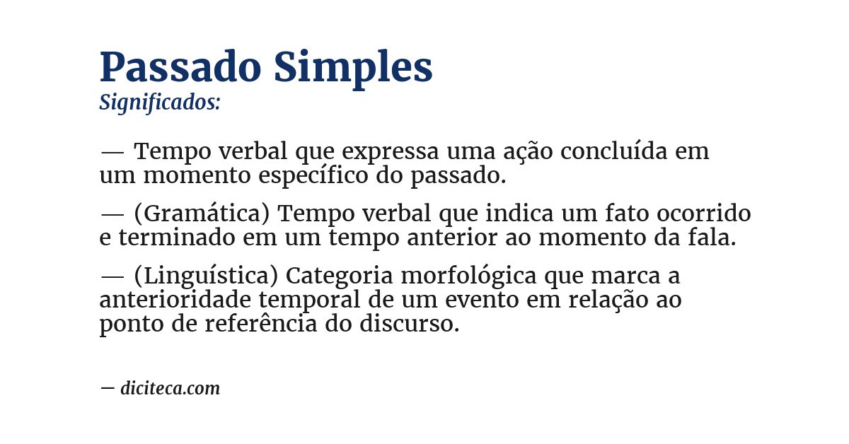 Significado de passado simples