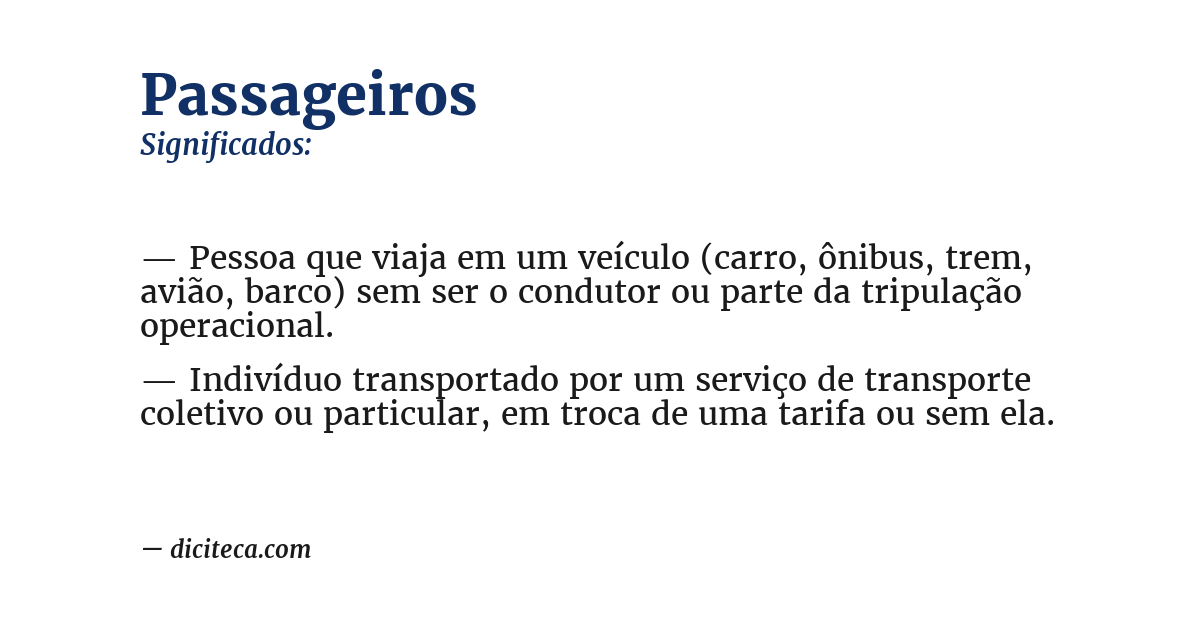 Significado de passageiros