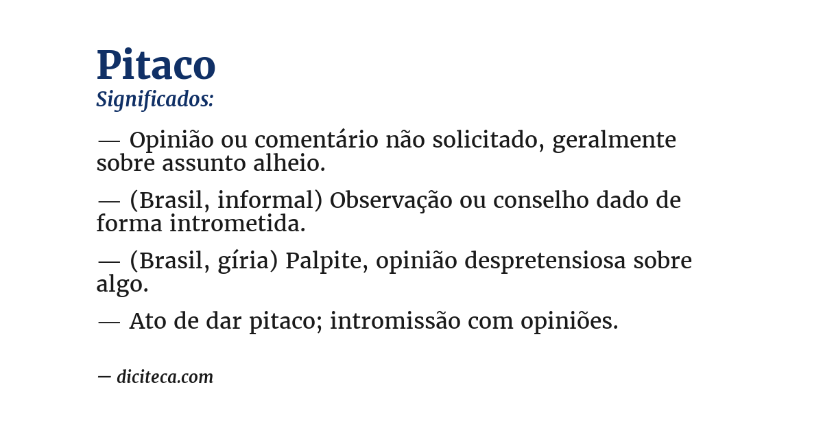 Significado de pitaco