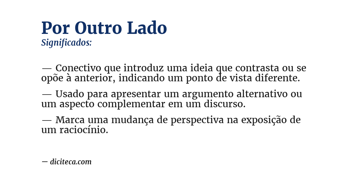 Significado de por outro lado