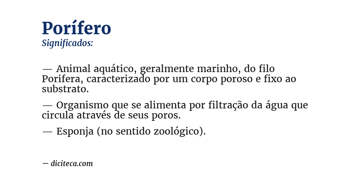 Significado de porífero