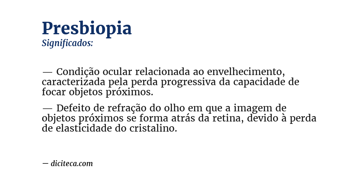 Significado de presbiopia