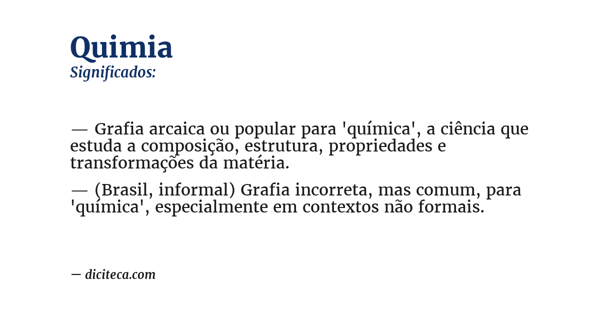 Significado de quimia
