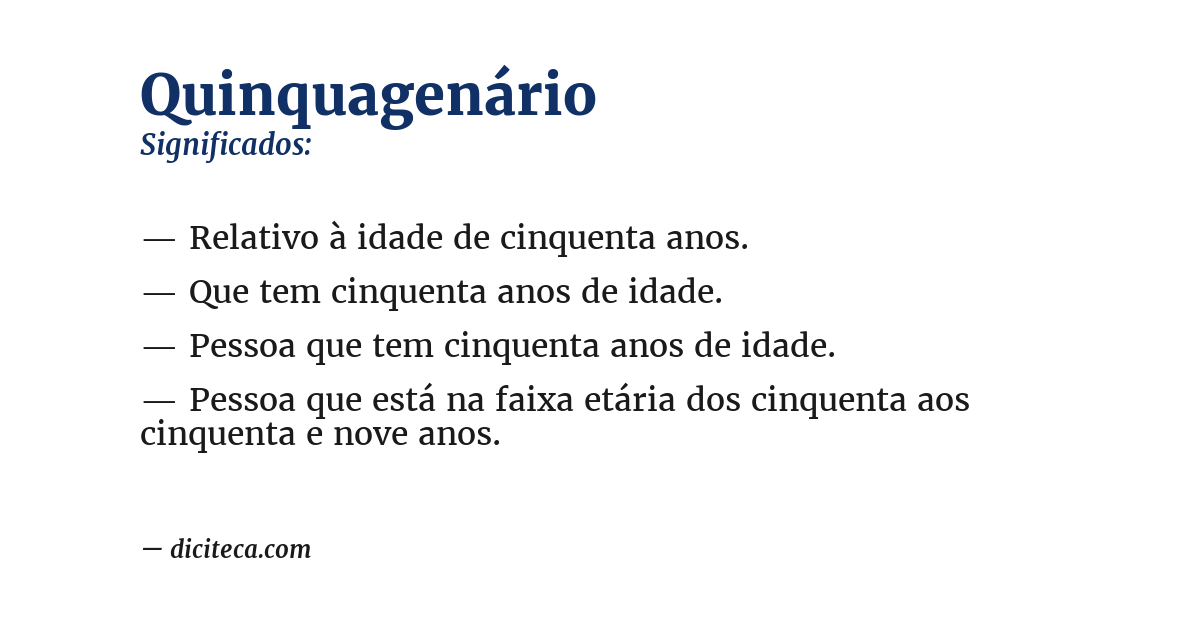 Significado de quinquagenário