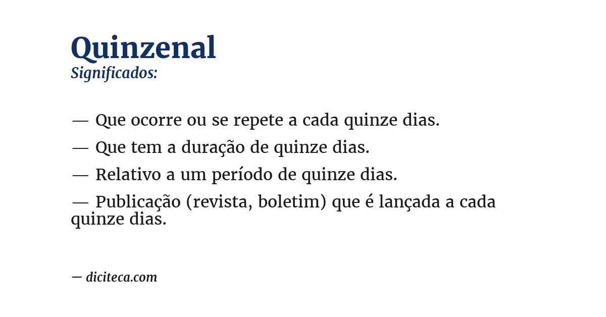 Significado de quinzenal