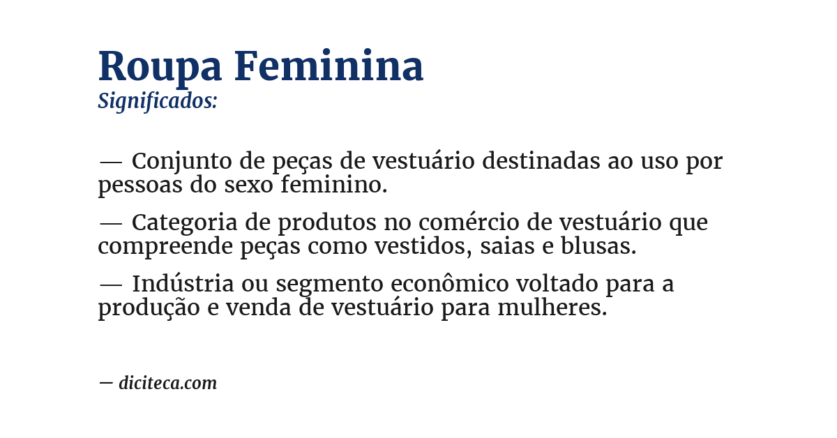 Significado de roupa feminina