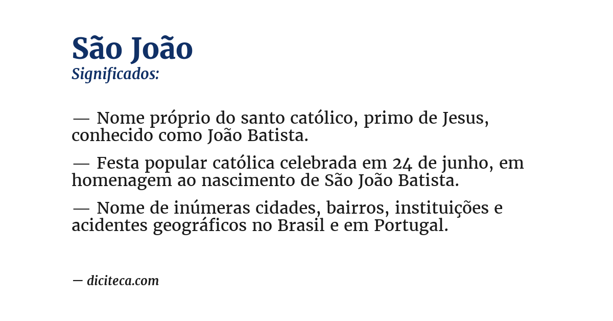 Significado de são joão