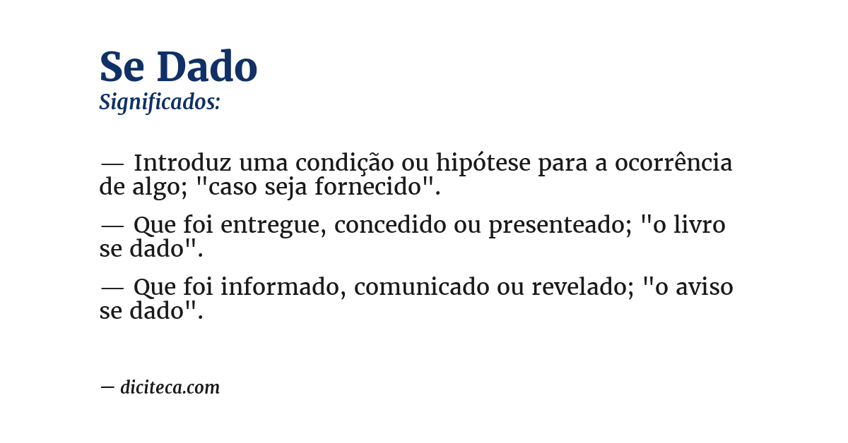 Significado de se dado
