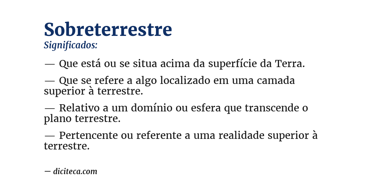 Significado de sobreterrestre