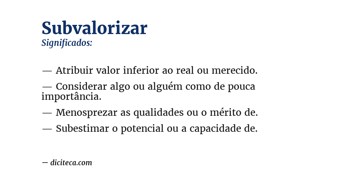 Significado de subvalorizar