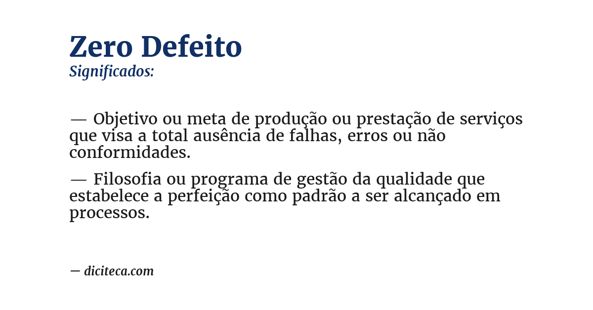Significado de zero defeito