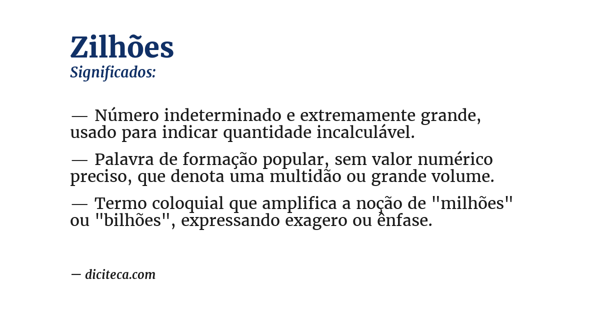 Significado de zilhões