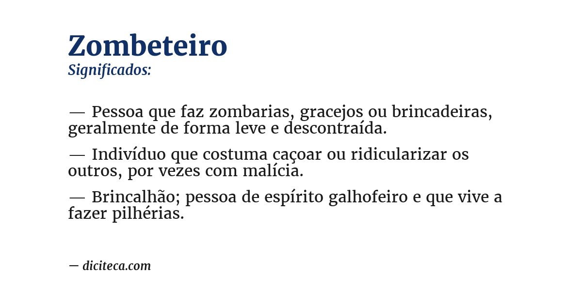 Significado de zombeteiro