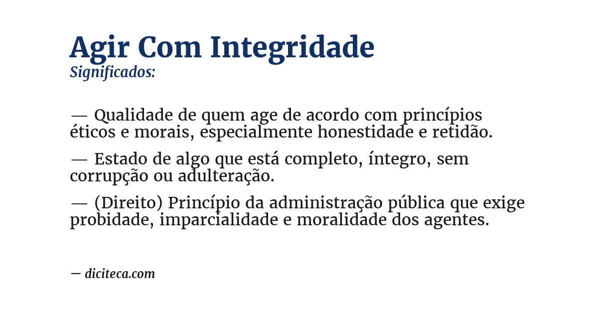 Significado de agir com integridade