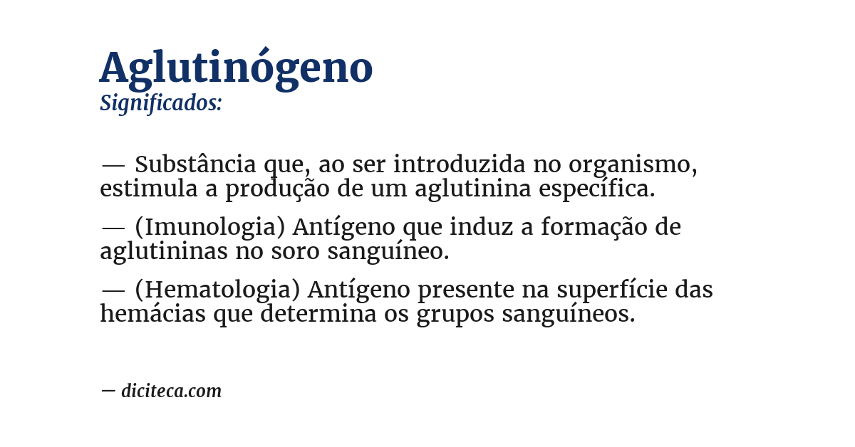 Significado de aglutinógeno