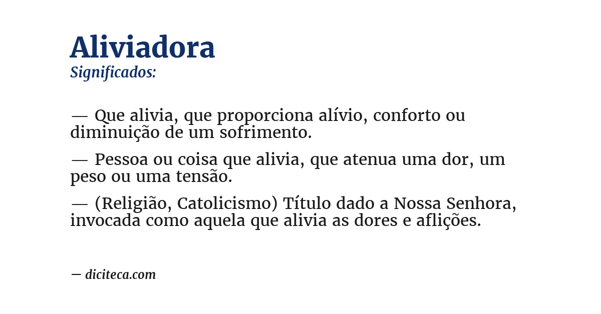 Significado de aliviadora